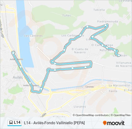 L14 bus Mapa de línia