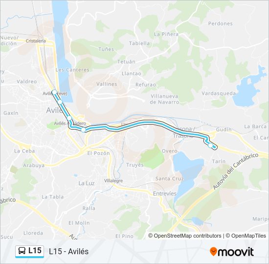 Mapa de L15 de autobús