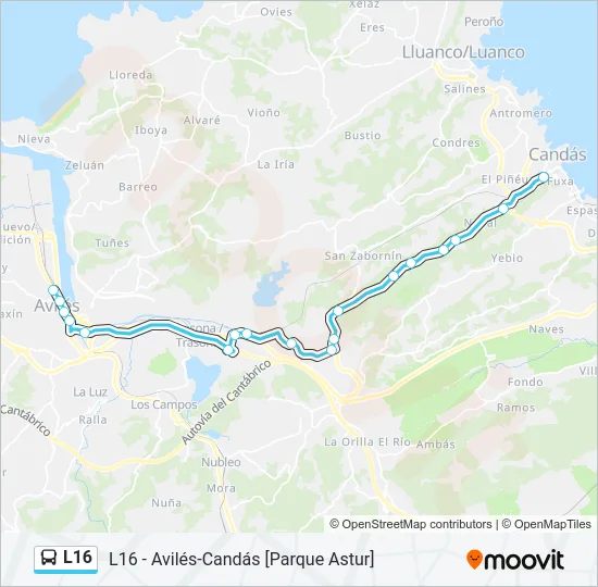 L16 Bus Line Map