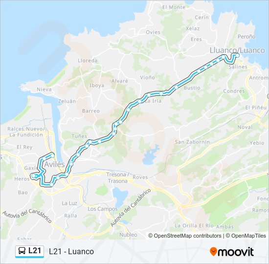 L21 bus Mapa de línia