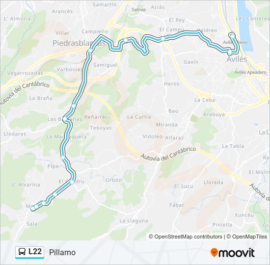 L22 bus Line Map