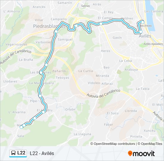 L22 bus Mapa de línia