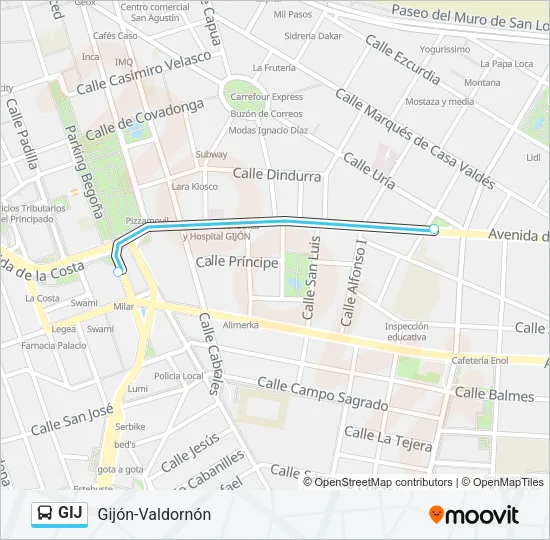 GIJ Bus Line Map