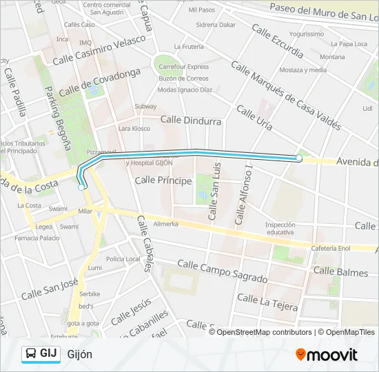 GIJ Bus Line Map