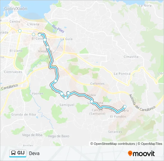 GIJ Bus Line Map