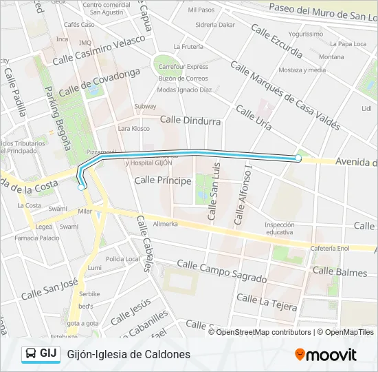 GIJ Bus Line Map