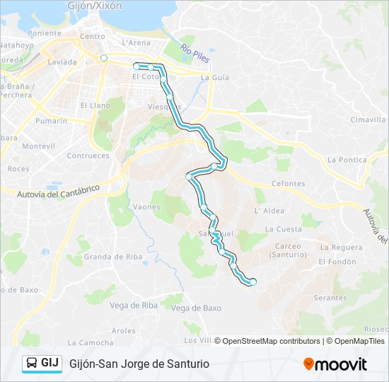 Mapa de GIJ de autobús