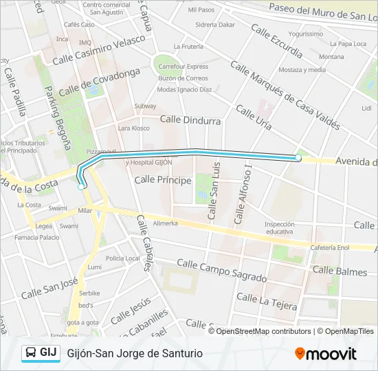 GIJ Bus Line Map