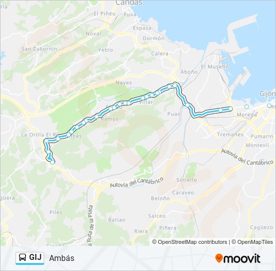 Mapa de GIJ de autobús