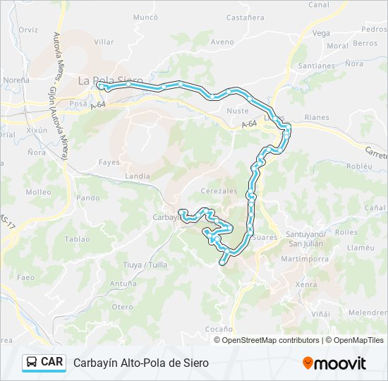 CAR bus Mapa de línia