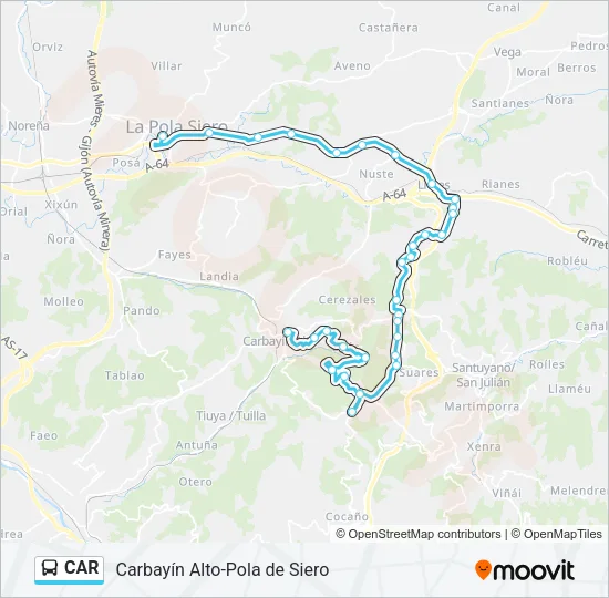 CAR Bus Line Map
