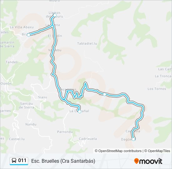 011 bus Mapa de línia