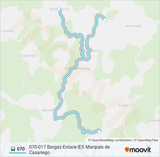 070 bus Mapa de línia