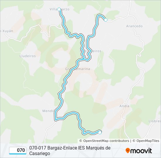 070 bus Mapa de línia