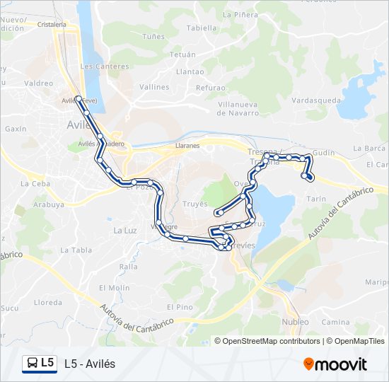 Mapa de L5 de autobús