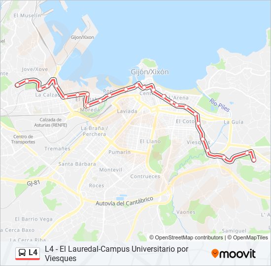 L4 bus Mapa de línia