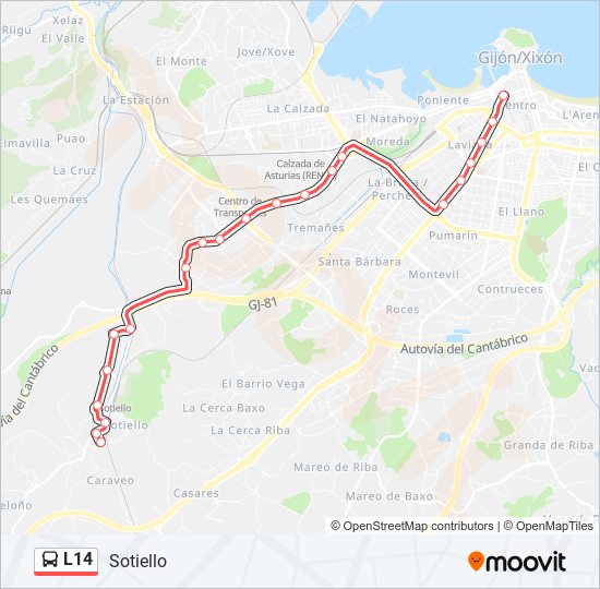 L14 bus Line Map