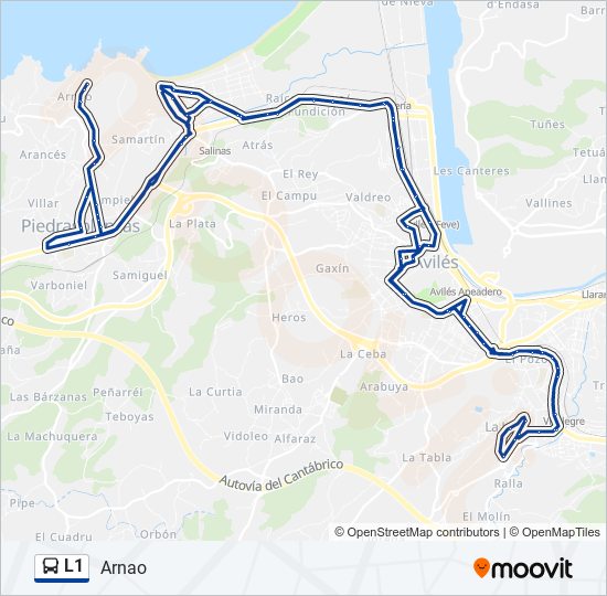 Mapa de L1 de autobús