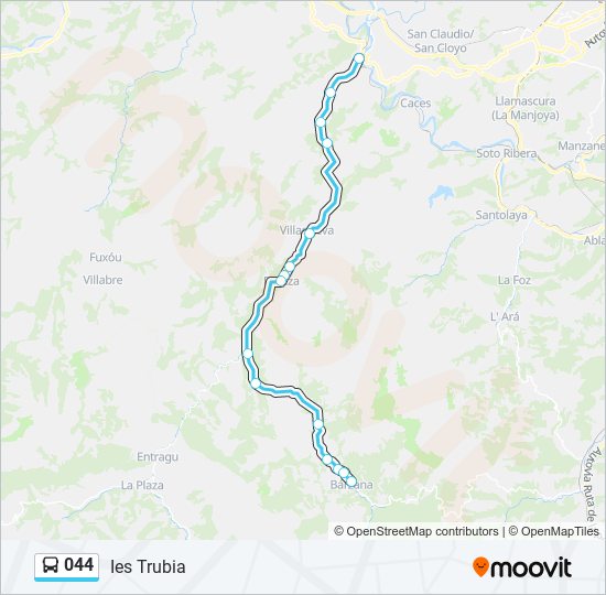 044 bus Mapa de línia