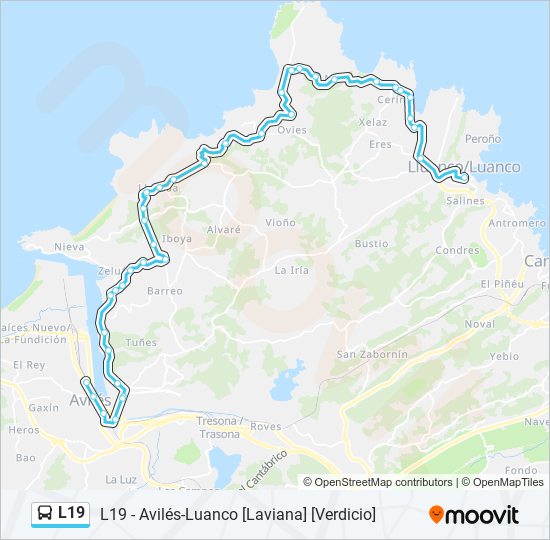 L19 bus Mapa de línia