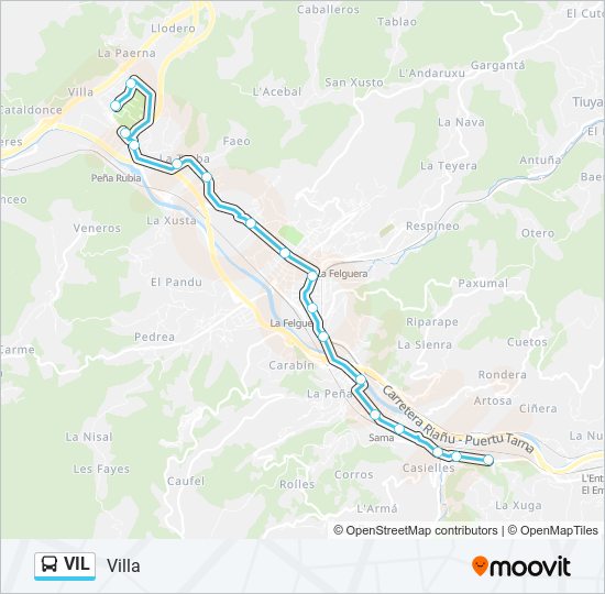 VIL bus Mapa de línia