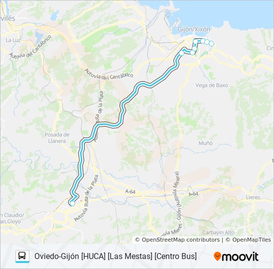 oviedogijón huca las mestas centro bus Route: Schedules, Stops & Maps ...