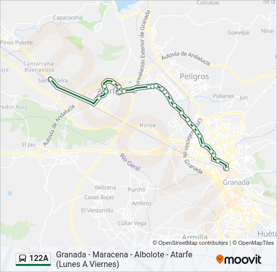 Mapa de 122A de autobús