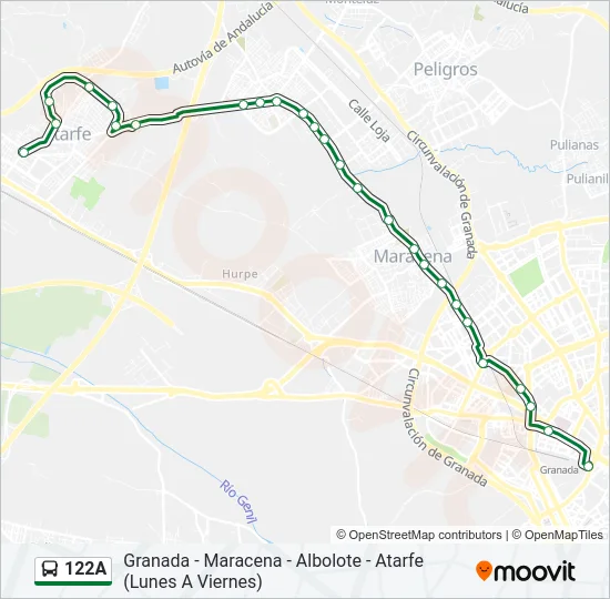 122A Bus Line Map
