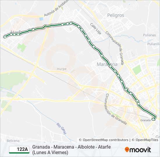 Mapa de 122A de autobús