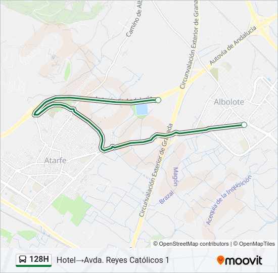 Mapa de 128H de autobús