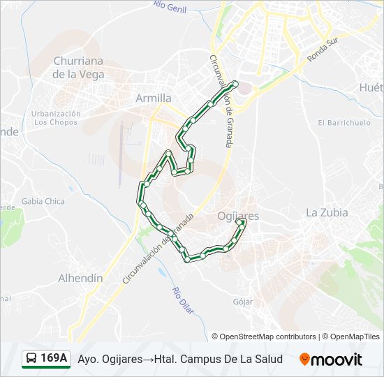 Mapa de 169A de autobús