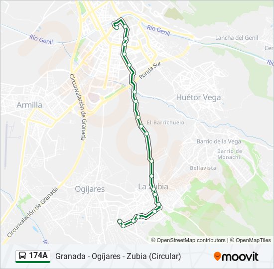 174A bus Mapa de línia