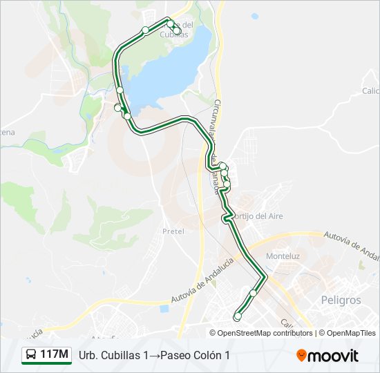 Mapa de 117M de autobús