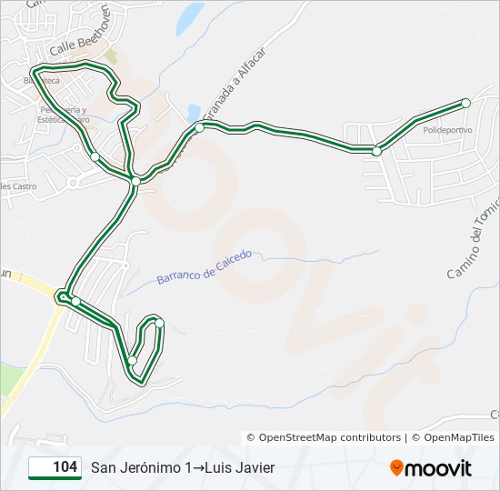 104 bus Line Map