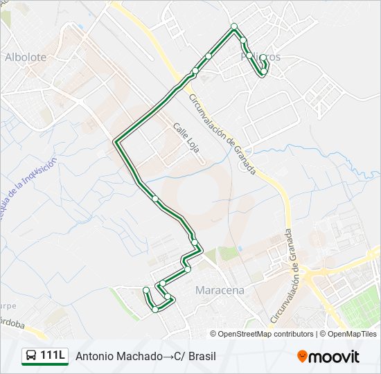 Mapa de 111L de autobús