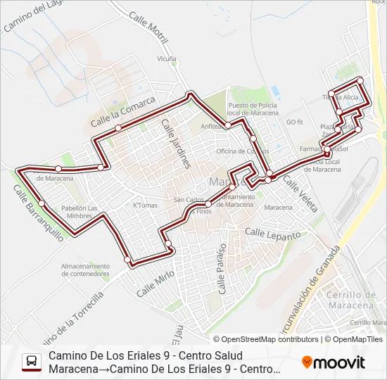Mapa de  1 URBANO DE MARACENA de autobús