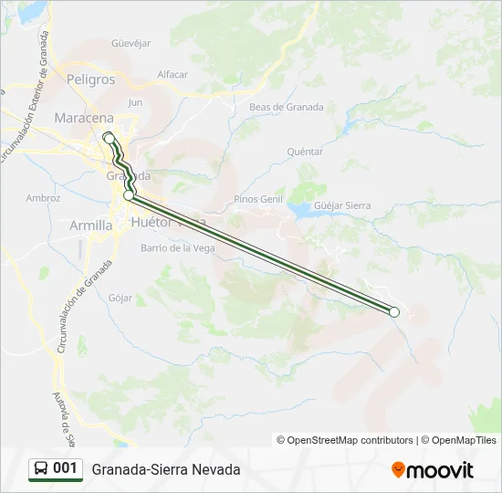 Mapa de 001 de autobús