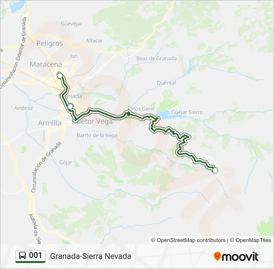 001 bus Mapa de línia