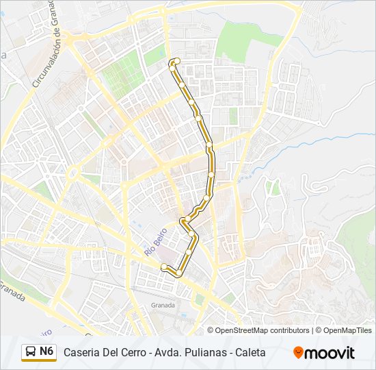 Mapa de N6 de autobús