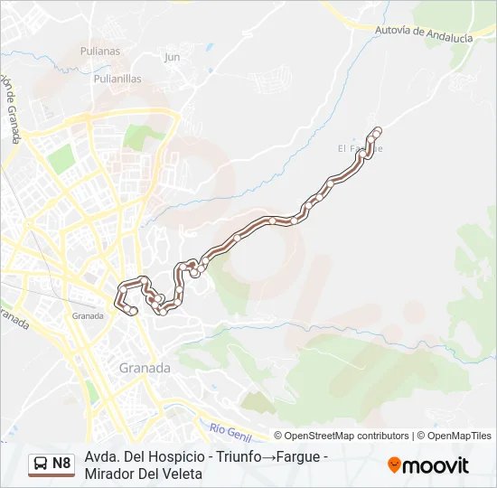 N8 Bus Line Map