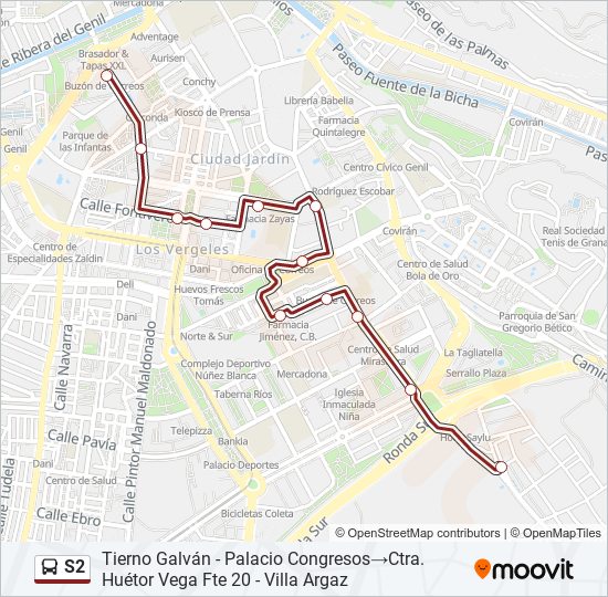 Mapa de S2 de autobús