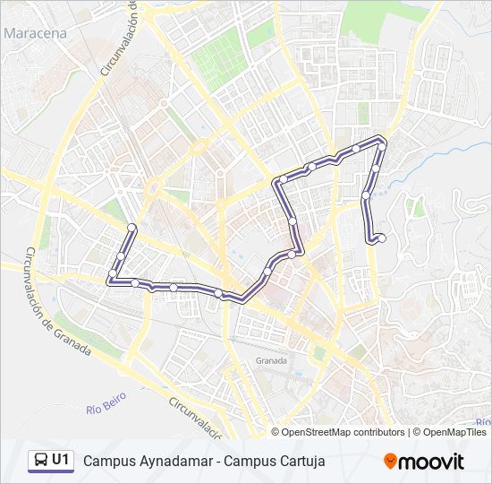 Mapa de U1 de autobús