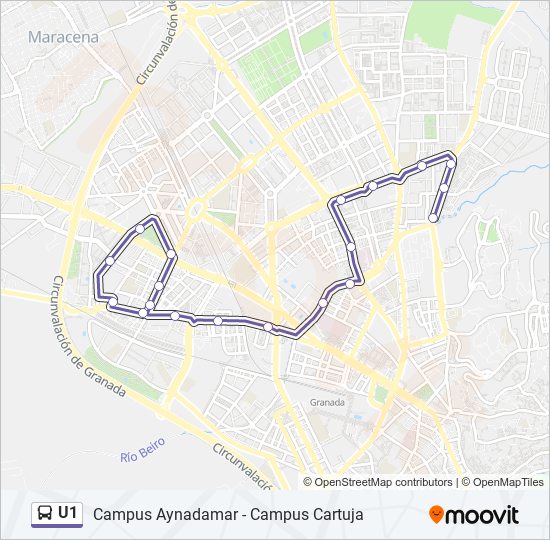 Mapa de U1 de autobús