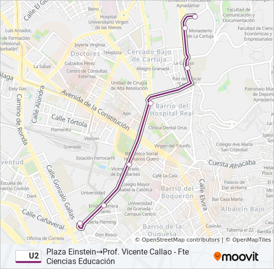 Mapa de U2 de autobús