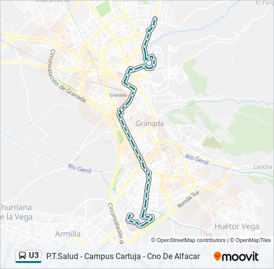 Mapa de U3 de autobús