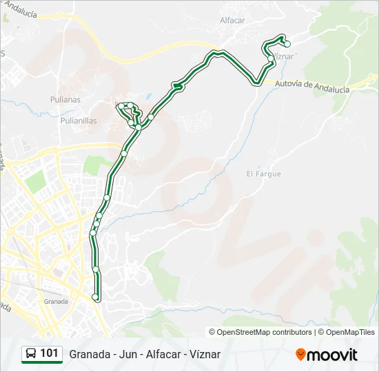 101 bus Mapa de línia