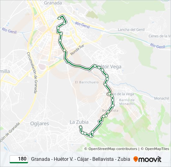 180 bus Mapa de línia