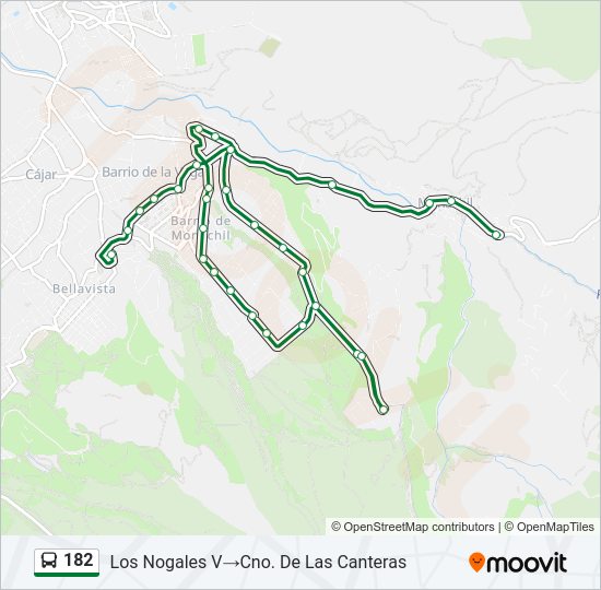 Mapa de 182 de autobús