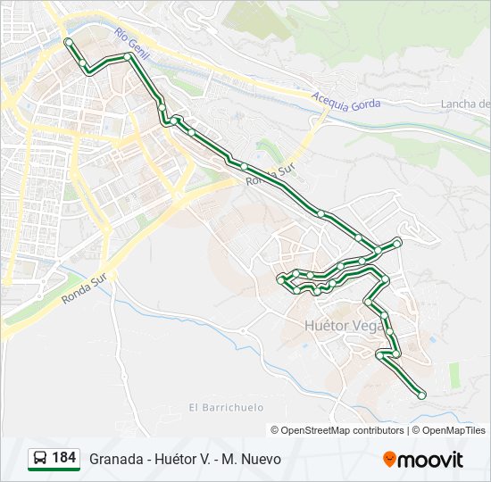 184 bus Mapa de línia