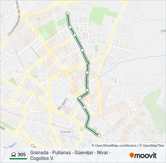 305 bus Mapa de línia